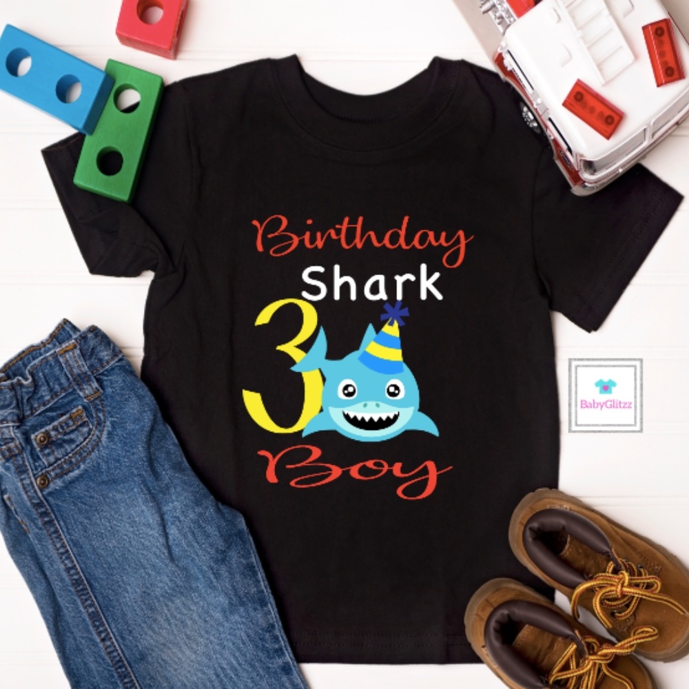Toddlers Boy's Birthday Shark Shirt